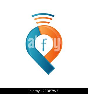 Creative initial letter F inside pin point location. Vector illustration EPS.8 EPS.10 Stock Vector