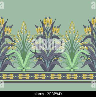 Modern border with floral art deco elements. Vector. Stock Vector
