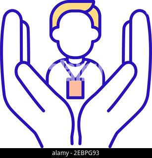 Improving safety training RGB color icon Stock Vector