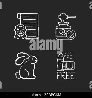 Beauty industry isuues chalk white icons set on black background Stock Vector