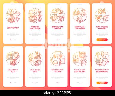 Daily routine onboarding mobile app screen flat vector template Stock ...