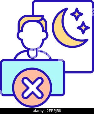 Sleep problems of job change RGB color icon Stock Vector