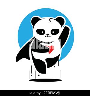Panda hero mascot sport symbol design. Wild panda mascot emblem design for sports team. Vector illustration EPS.8 EPS.10 Stock Vector