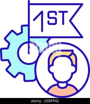 Work mechanism of employee RGB color icon Stock Vector