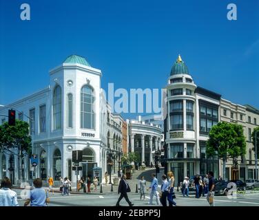 2001 HISTORICAL SHOPS RODEO DRIVE BEVERLY HILLS LOS ANGELES CALIFORNIA USA Stock Photo