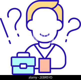 Person getting new work RGB color icon Stock Vector