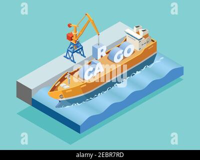 Blue shipping container on a crane hook Stock Vector Image & Art - Alamy