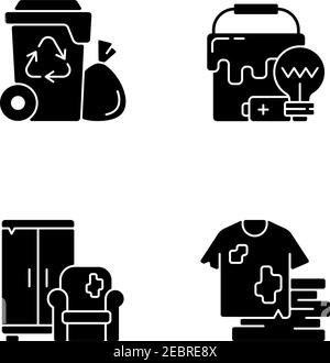 Waste disposal black glyph icons set on white space Stock Vector Image ...