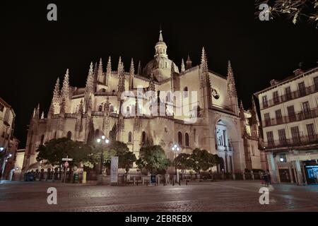 A view of the Cathedral in Segovia, Spain. From a set of general views of Segovia in Spain. (Note: photo taken using Canon 5D's HDR function). Stock Photo