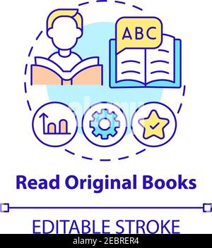 Reading original books concept icon Stock Vector