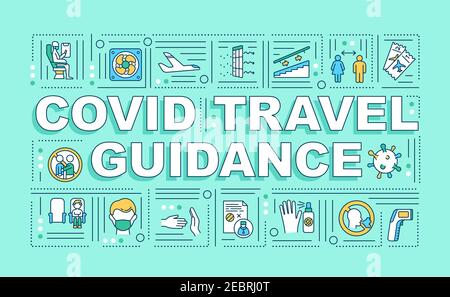Covid travel guidance word concepts banner Stock Vector