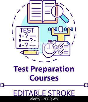 Test preparation courses concept icon Stock Vector