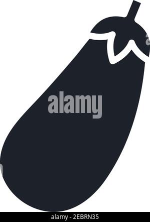 Eggplant aubergine icon. Black isolated silhouette. Fill solid icon. Modern design. Vector illustration. Vegetables Stock Vector