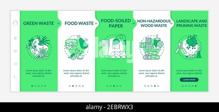 Biodegradable organic waste types onboarding vector template Stock Vector