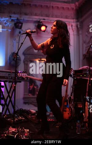 Chelsea Wolfe and her band performing live on stage at Bush Hall in London Stock Photo