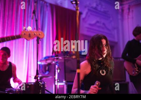 Chelsea Wolfe and her band performing live on stage at Bush Hall in London Stock Photo