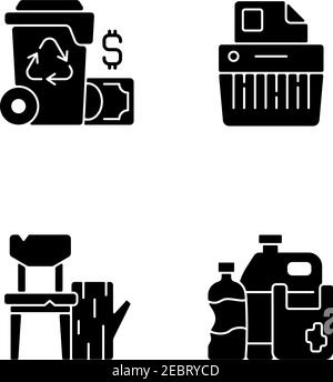 Waste disposal black glyph icons set on white space Stock Vector Image ...