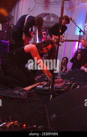 Chelsea Wolfe and her band performing live on stage at Bush Hall in London Stock Photo