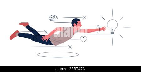 Vector flying man in shadow of sharp lines style Stock Vector