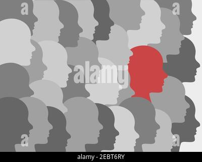 One sick person between healthy people concept. Herd Immunity concept illustration. background. Vector. Stock Vector