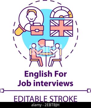 English for job interviews concept icon Stock Vector