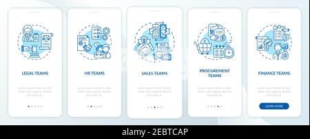 Contract management software users onboarding mobile app page screen with concepts Stock Vector