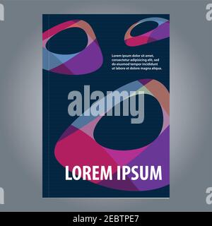 Abstract cover design for book, brochure or catalog with rounded color shapes on dark blue background. Vector layout Stock Vector