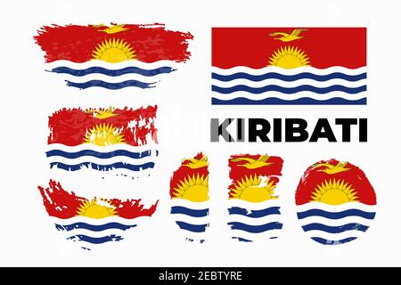 Brush painted grunge flag of Kiribati country. Independence day of Kiribati.  Stock Vector