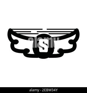 S letter with wing in black and white style for business symbol. Vector illustration EPS.8 EPS.10 Stock Vector