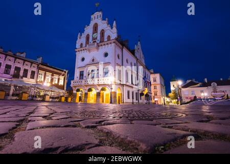 Main square of Rzeszow at dawn. Rzeszow, Subcarpathia, Poland. Stock Photo