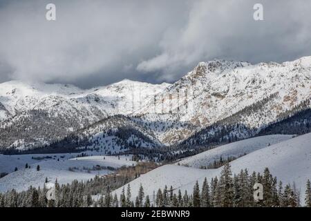 USA, Idaho, Sun Valley, Landscape with Boulder Mountains in winter