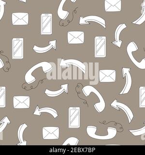 Seamless pattern with business elements icons in doodle style, infographic. Vector illustration design. Hand drown business icon on color background Stock Vector