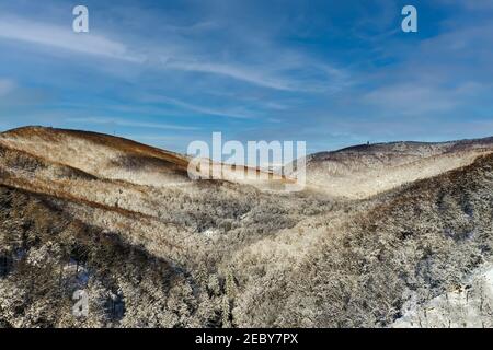 Winter landscape in Szalajka valley Hungary. Amazing landscape in Bukk national park near by Miskolc City. Next to Lillafured town. Beautiful sight th Stock Photo