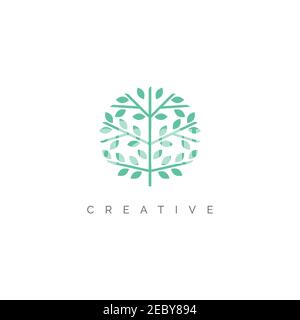 Creative abstract tree logo design illustration symbol vector template Stock Vector