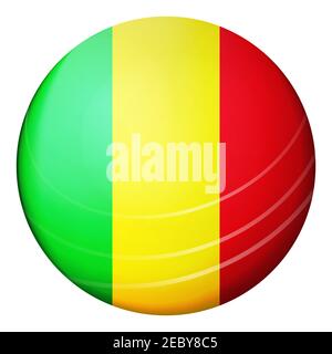 Glass light ball with flag of Mali. Round sphere, template icon. National symbol. Glossy realistic ball, 3D abstract vector illustration highlighted Stock Vector