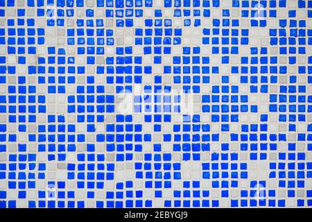 Tiled blue and white decoration. Oriental pattern made of square tiles Stock Photo