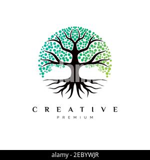 Life tree logo design symbol illustration vector template Stock Vector