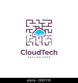Cloud technology logo design vector template Stock Vector