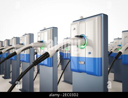 3d rendering group of EV charging stations or electric vehicle recharging stations Stock Photo