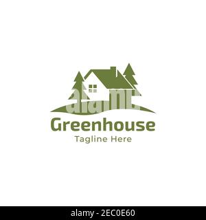 House with tree illustration logo design symbol vector template Stock Vector