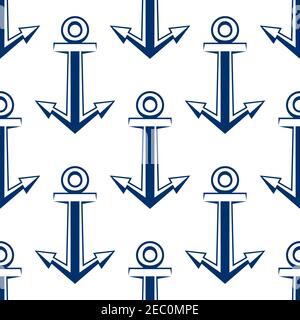 Old ship anchors seamless pattern background for marine or nautical design Stock Vector