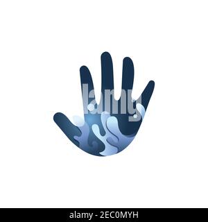 Water with hand illustration logo design vector template Stock Vector