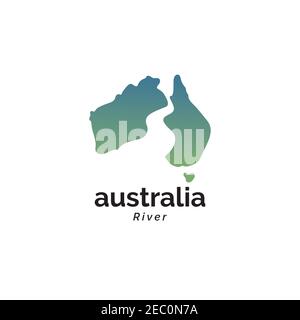 Australia river illustration logo design vector template Stock Vector