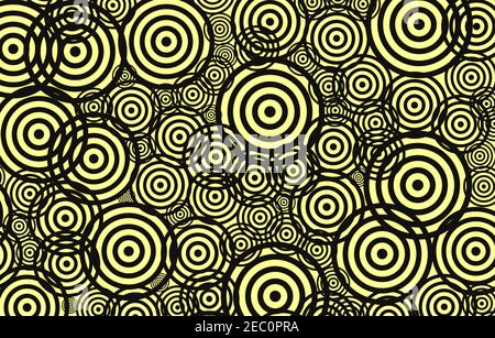 Seamless pattern of black circles on yellow background Stock Photo
