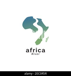 Africa river illustration logo design vector template Stock Vector