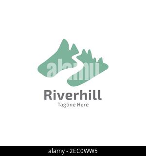 River hill logo design illustration vector template Stock Vector