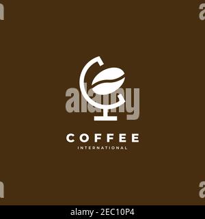 Globe coffee logo design inspiration vector template Stock Vector