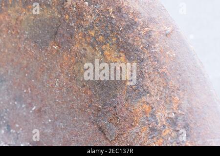Rusty copper surface bowl with selective focus on sides of the shot Stock Photo