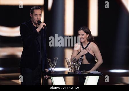 Grand Corps Malade and Camille Lellouche receive the best original song award during the 36th Victoires de la Musique at la Seine Musicale on February 12, 2021 in Boulogne-Billancourt, France. Photo by David Niviere/ABACAPRESS.COM Stock Photo