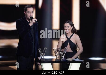 Grand Corps Malade and Camille Lellouche receive the best original song award during the 36th Victoires de la Musique at la Seine Musicale on February 12, 2021 in Boulogne-Billancourt, France. Photo by David Niviere/ABACAPRESS.COM Stock Photo